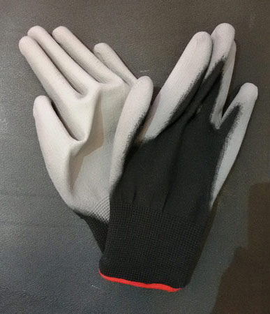 Grey PU palm coated glove