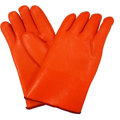 Hi-vis orange PVC winter work glove
