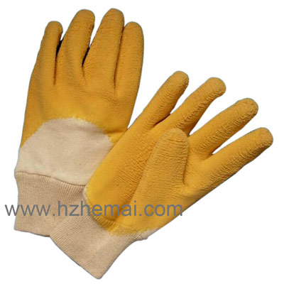 Cotton liner rough Latex 3/4 coated latex glove