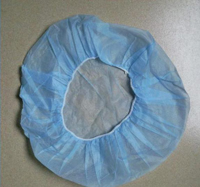 Blue disposable bouffant cap