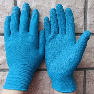 crinkle latex coated glove 13 gauge polyester liner