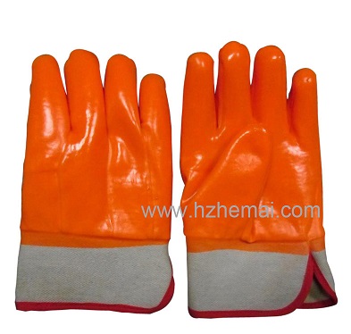 Hi-Viz Orange PVC gloves for winter