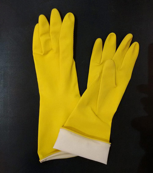 yellow latex household glove