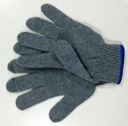 grey cotton string knitted glove
