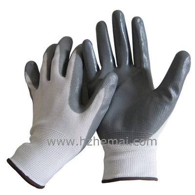 grey Nitrile coated glove 13 gauge nylon/polyester liner