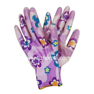 Floral Ladies Nitrile Coated Gardening Glove